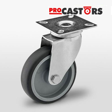 Swivel castor KPA-TPA 100S Grey rubber, Polypropylene rim, Load capacity 90kg / 100mm/ plain